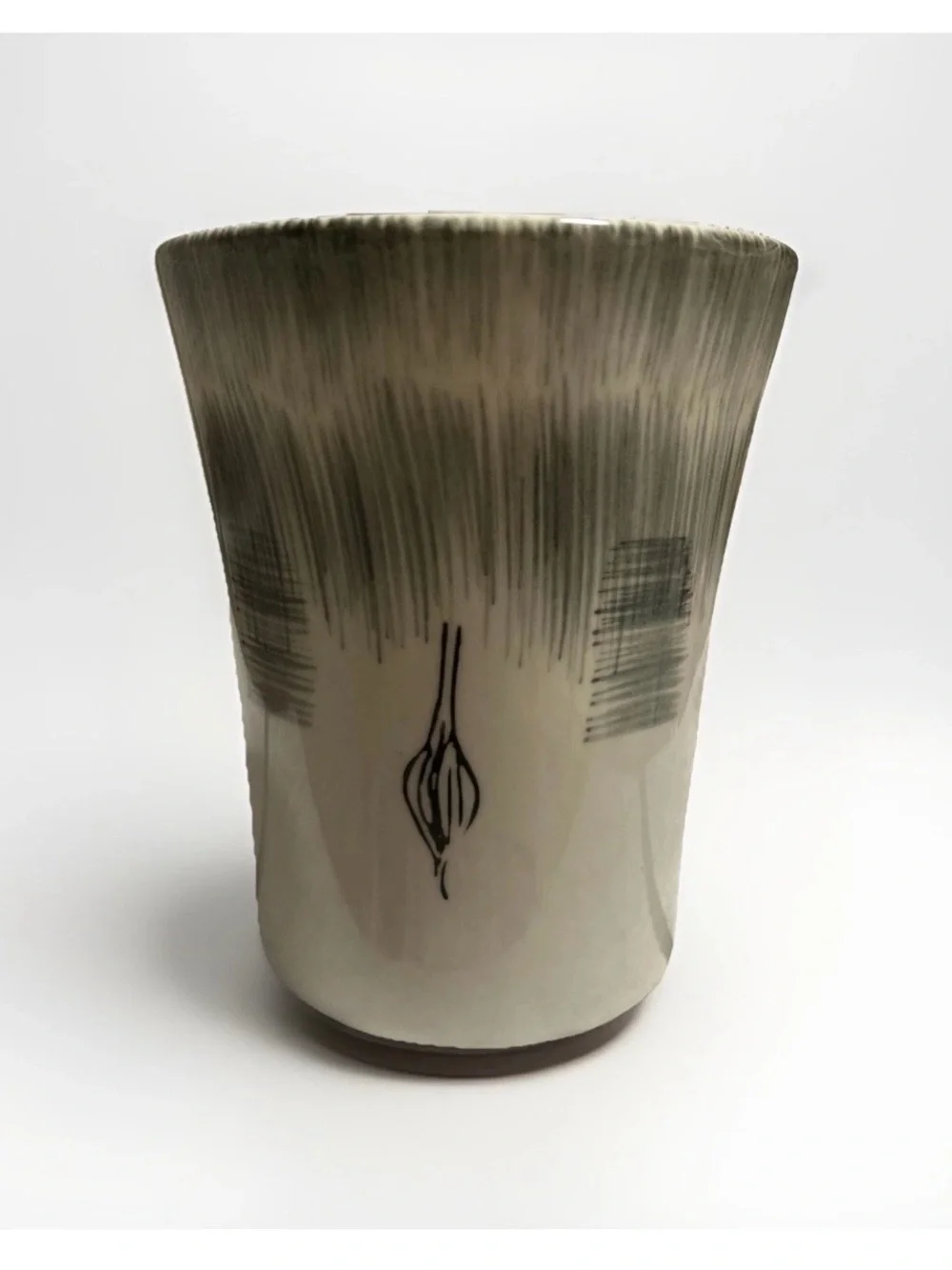 Elephant-Handle Ceramic Art Mug in Gray and Cream